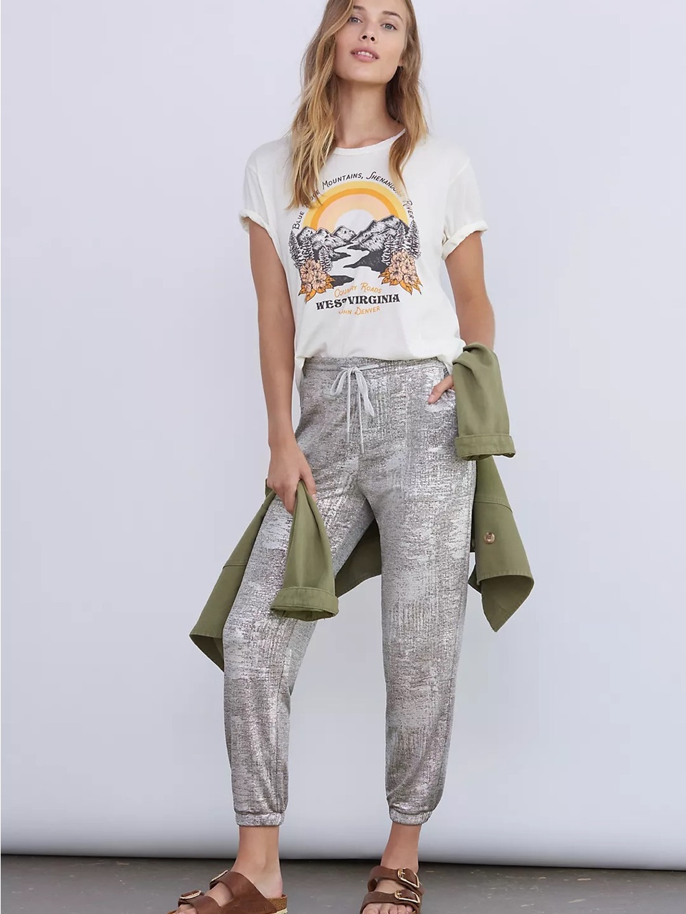 Anthropologie Sloane Shimmer Joggers